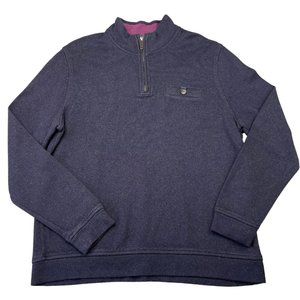 Ted Baker London Mens 1/4 Zip Pullover Sweater Size 5 XL Navy Blue Long‎ Sleeve